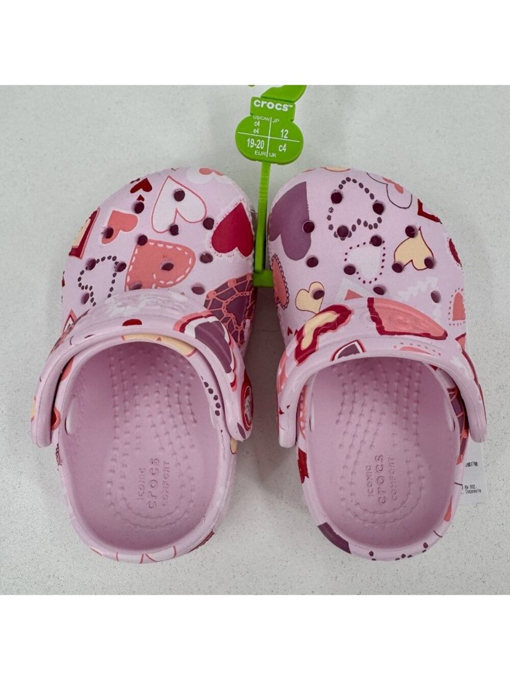 Crocs Little Girl's Classic Valentine Hearts Clogs size 4 Toddler Slip-on Shoes